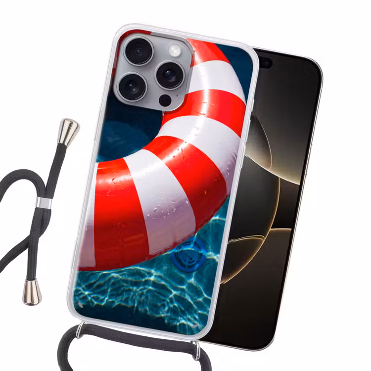 Recreatie - Water - Zomer - Rood - Wit Hoesje iPhone 16 Pro Max met koord klein -sfeer1