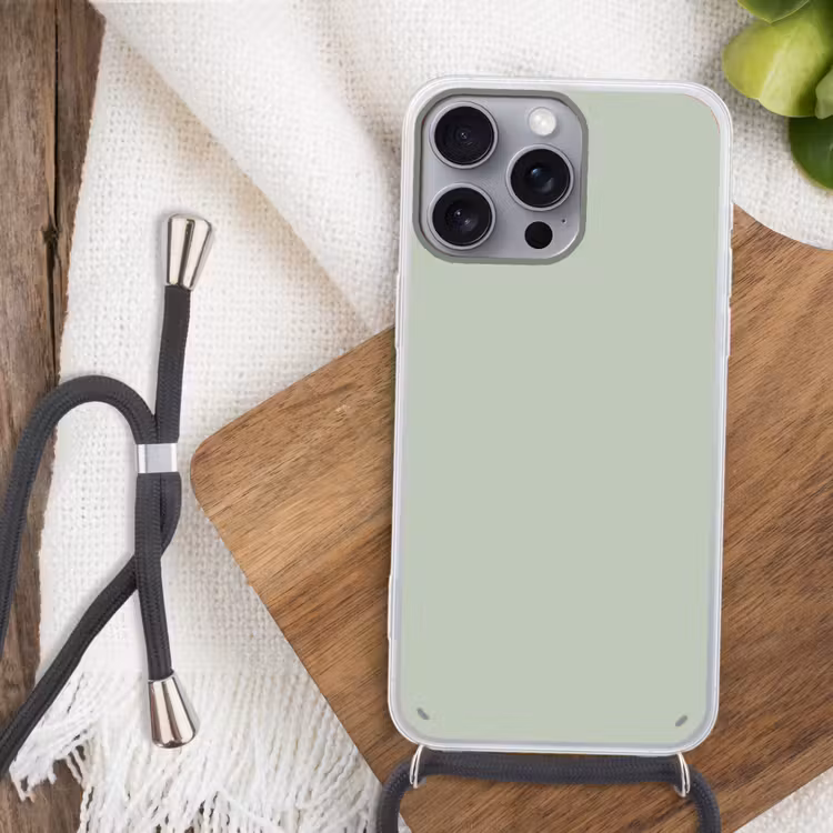 Frosted - Mint - Groen Hoesje iPhone 16 Pro Max met koord klein 804 -sfeer4