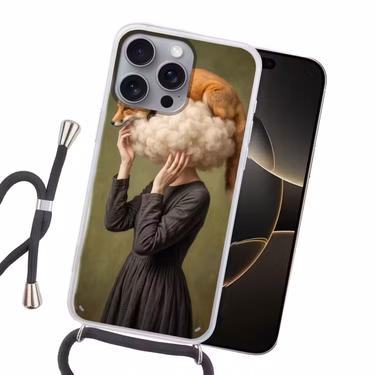 Vos - Surrealistisch - Groen Hoesje iPhone 16 Pro Max met koord klein -sfeer1