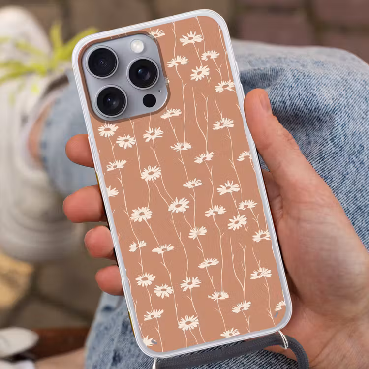 Madeliefjes - Subtiel - Terracotta Hoesje iPhone 16 Pro Max met koord klein 804 -sfeer3
