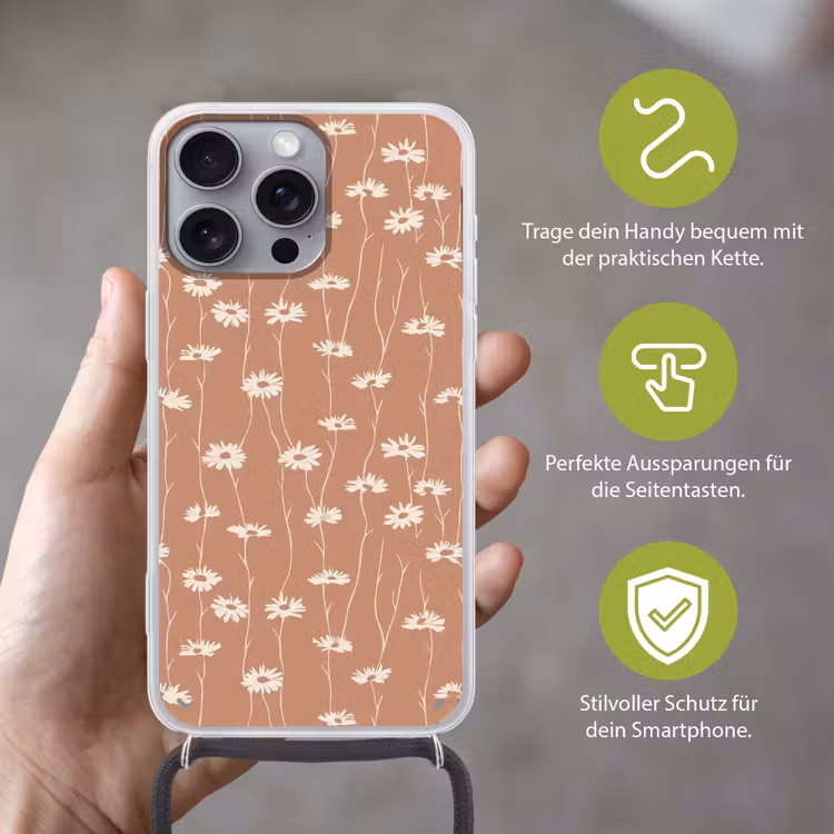Madeliefjes - Subtiel - Terracotta Hoesje iPhone 16 Pro Max met koord klein 804 -sfeer2_DE