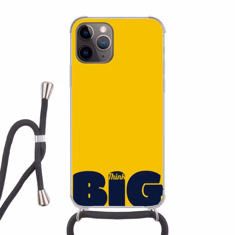 Geel - Think big - Grafisch Hoesje iPhone 12 Pro met koord klein -3d