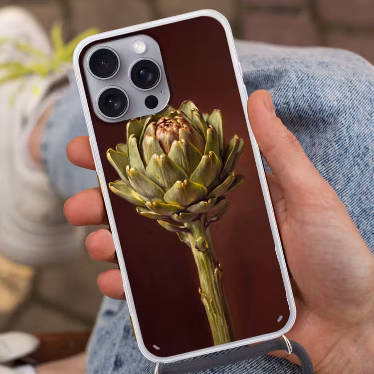 Handyhülle mit Band - Gemüse – Artischocke – Grün - Groente - Artisjok - Groen Hoesje iPhone 16 Pro Max met koord klein