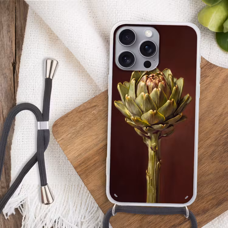 Handyhülle mit Band - Gemüse – Artischocke – Grün - Groente - Artisjok - Groen Hoesje iPhone 16 Pro Max met koord klein