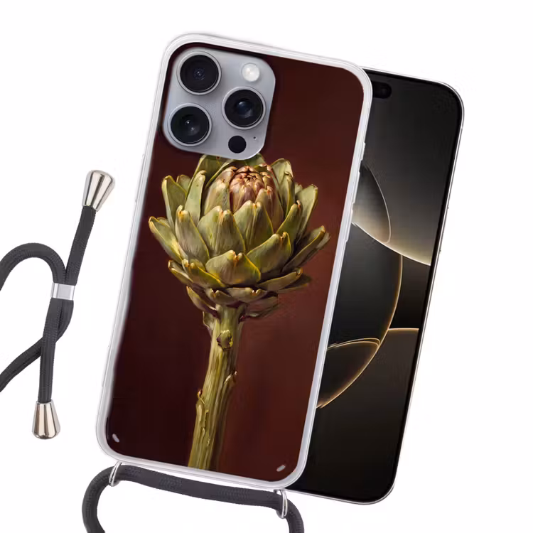 Handyhülle mit Band - Gemüse – Artischocke – Grün - Groente - Artisjok - Groen Hoesje iPhone 16 Pro Max met koord klein