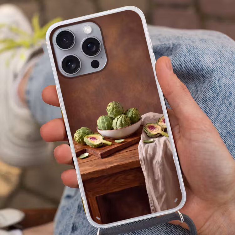 Handyhülle mit Band - Gemüse – Artischocke – Küche - Groenten - Artisjok - Keuken Hoesje iPhone 16 Pro Max met koord klein