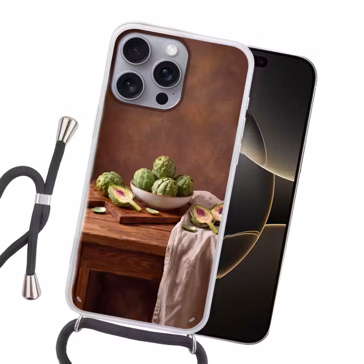 Handyhülle mit Band - Gemüse – Artischocke – Küche - Groenten - Artisjok - Keuken Hoesje iPhone 16 Pro Max met koord klein