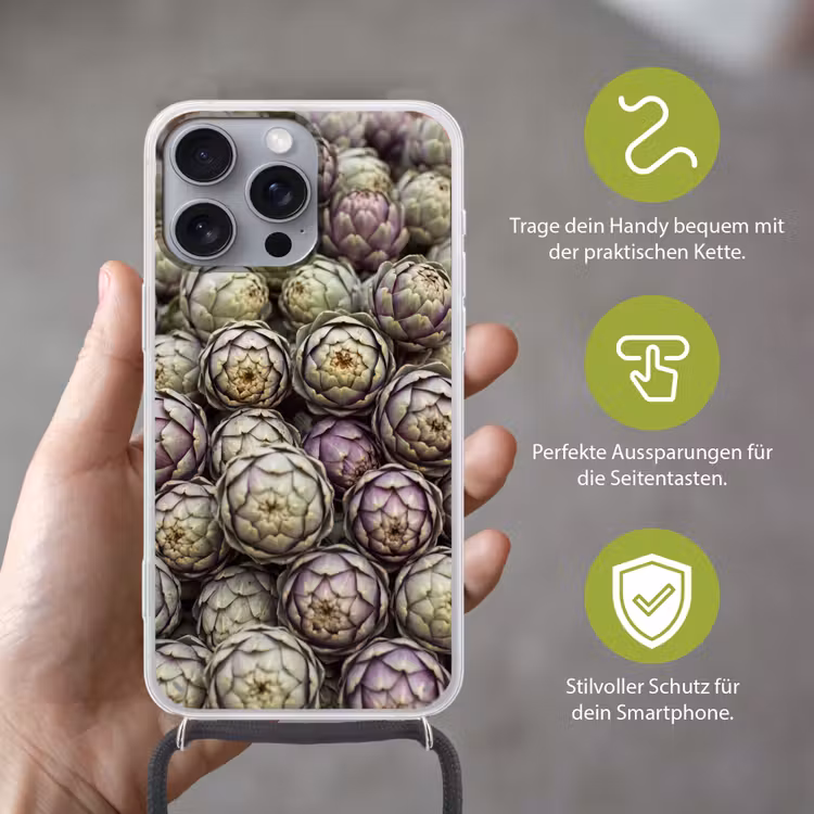 Handyhülle mit Band - Gemüse – Frisch – Essen - Groenten - Vers - Eten Hoesje iPhone 16 Pro Max met koord klein