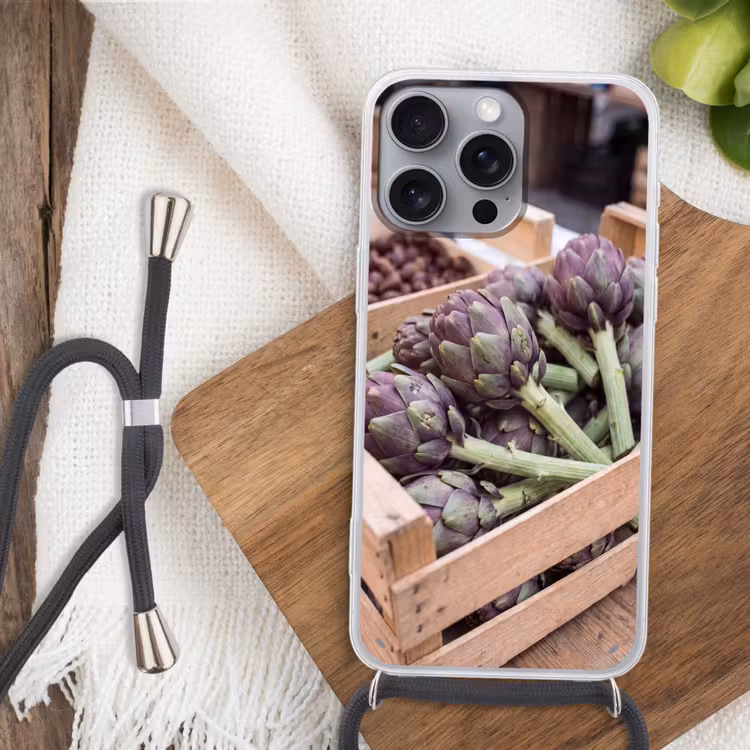 Handyhülle mit Band - Gemüse – Markt – Frisch - Groenten - Markt - Vers Hoesje iPhone 16 Pro Max met koord klein