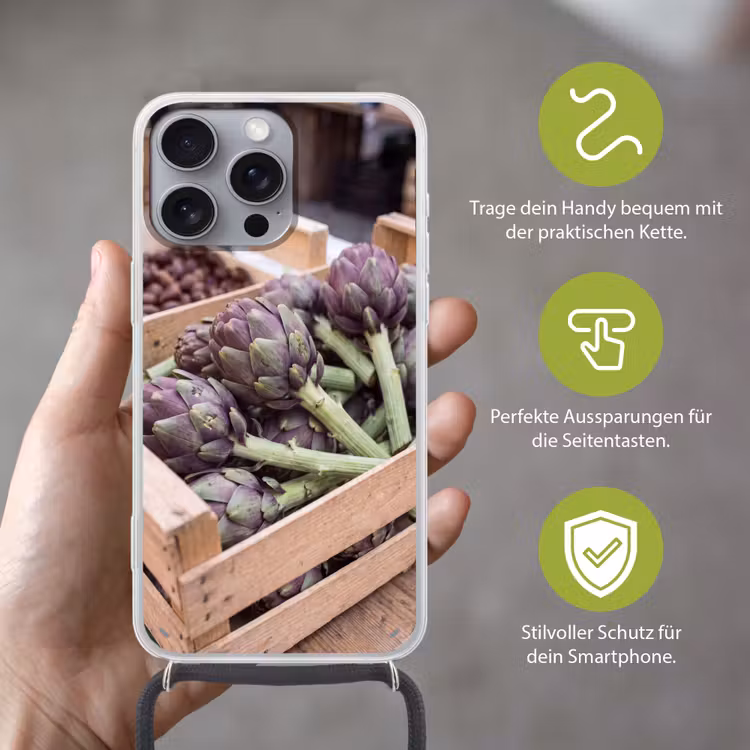 Handyhülle mit Band - Gemüse – Markt – Frisch - Groenten - Markt - Vers Hoesje iPhone 16 Pro Max met koord klein