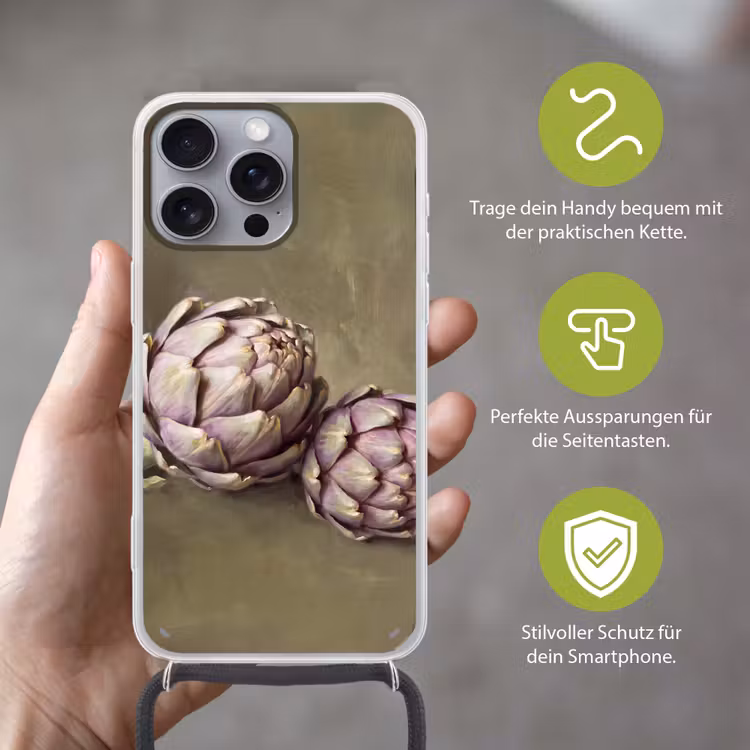 Handyhülle mit Band - Gemüse – Stillleben – Gemälde - Groente - Stilleven - Schilderij Hoesje iPhone 16 Pro Max met koord klein