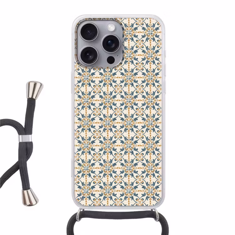 Patroon - Klassiek - Kleurrijk Hoesje iPhone 16 Pro Max met koord klein 804 -3d