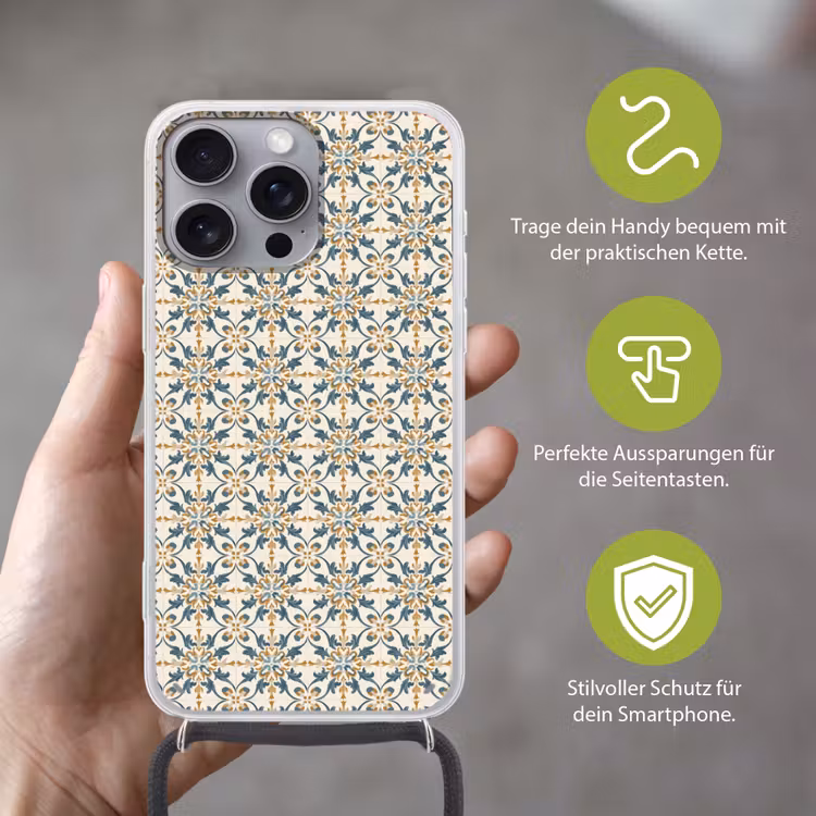 Patroon - Klassiek - Kleurrijk Hoesje iPhone 16 Pro Max met koord klein 804 -sfeer2_DE