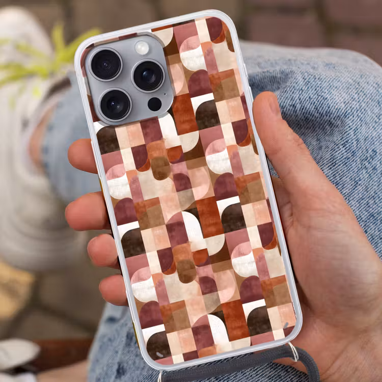 Geometrie - Modern - Retro Hoesje iPhone 16 Pro Max met koord klein 804 -sfeer3