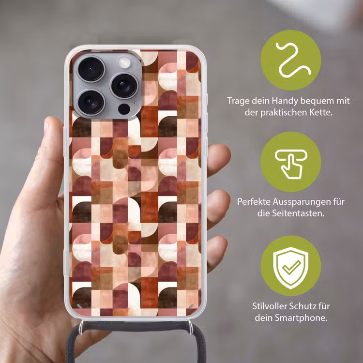 Geometrie - Modern - Retro Hoesje iPhone 16 Pro Max met koord klein 804 -sfeer2_DE