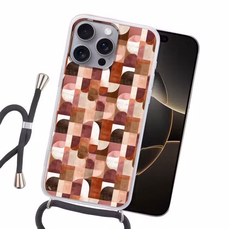 Geometrie - Modern - Retro Hoesje iPhone 16 Pro Max met koord klein 804 -sfeer1