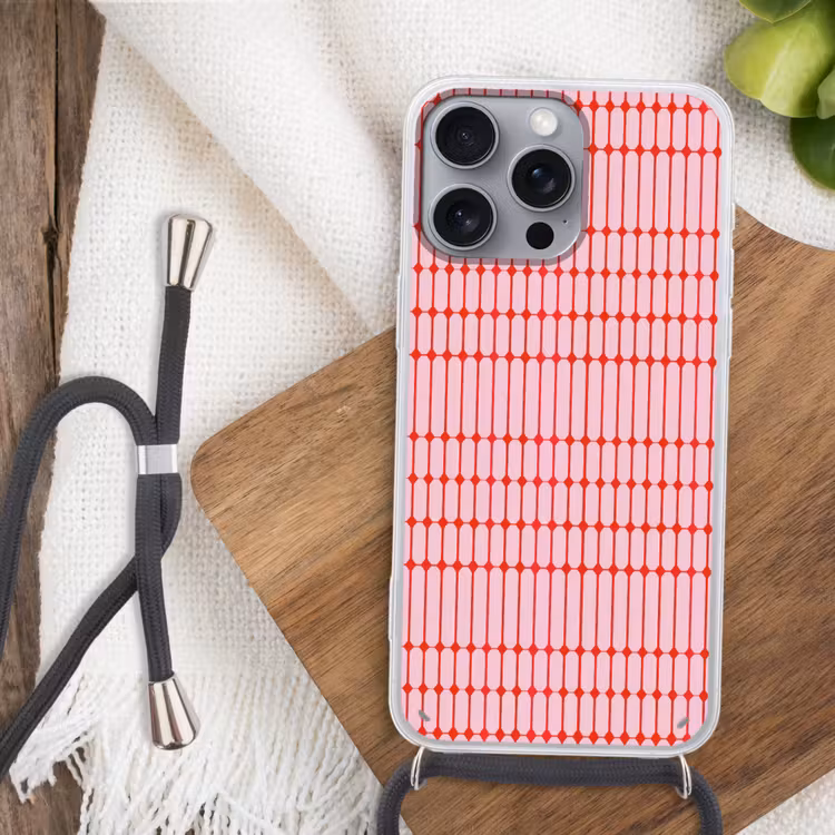 Geometrisch - Minimalistisch - Rood - Roze Hoesje iPhone 16 Pro Max met koord klein 804 -sfeer4