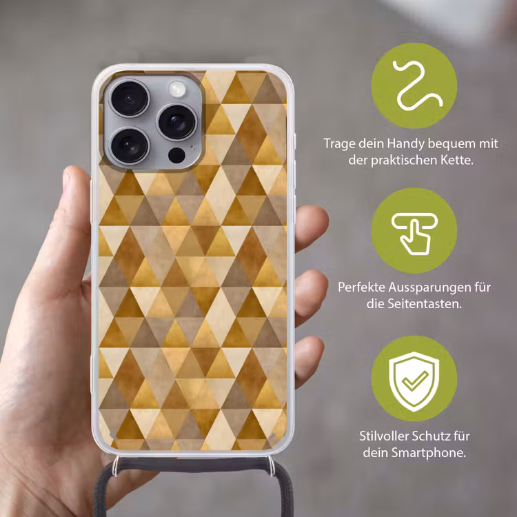 Geometrisch - Driehoek - Goud Hoesje iPhone 16 Pro Max met koord klein 804 -sfeer2_DE