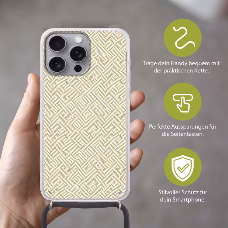 Geometrisch - Lijnen - Groen Hoesje iPhone 16 Pro Max met koord klein 804 -sfeer2_DE