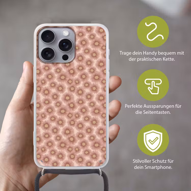 Gerbera - Bloemen - Roze Hoesje iPhone 16 Pro Max met koord klein 804 -sfeer2_DE