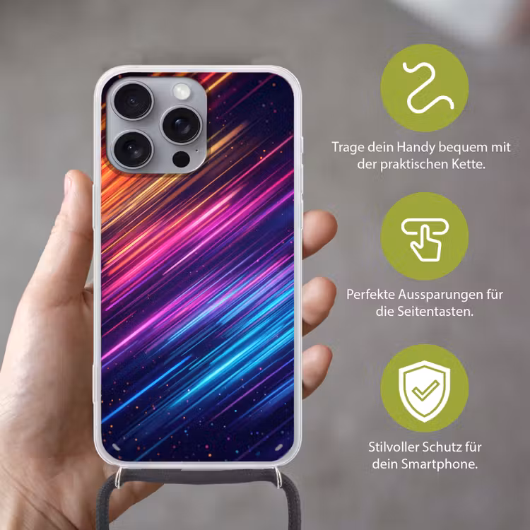 Snelheid - Kosmos - Kleurrijk Hoesje iPhone 16 Pro Max met koord klein -sfeer2_DE