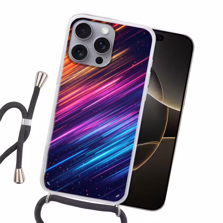 Snelheid - Kosmos - Kleurrijk Hoesje iPhone 16 Pro Max met koord klein -sfeer1