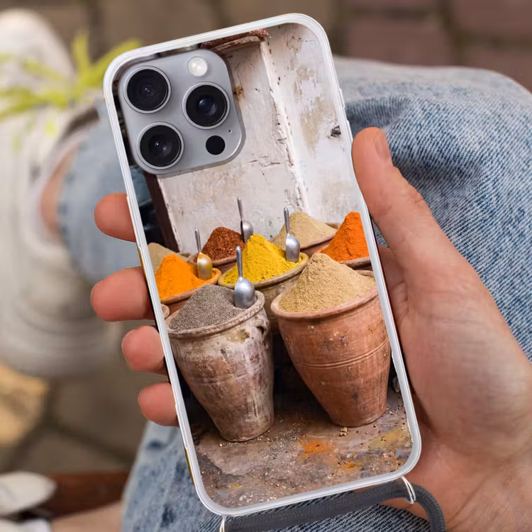Handyhülle mit Band - Gewürze – Gläser – Orientalisch - Kruiden - Potten - Oosters Hoesje iPhone 16 Pro Max met koord klein