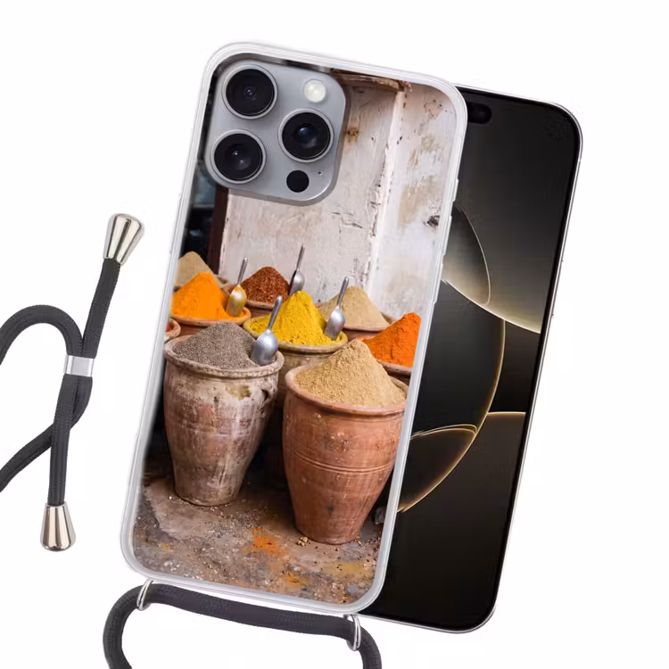 Handyhülle mit Band - Gewürze – Gläser – Orientalisch - Kruiden - Potten - Oosters Hoesje iPhone 16 Pro Max met koord klein