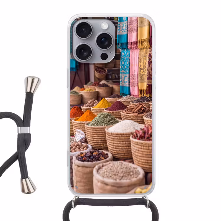 Handyhülle mit Band - Gewürze – Körbe – Orientalisch - Kruiden - Manden - Oosters Hoesje iPhone 16 Pro Max met koord klein