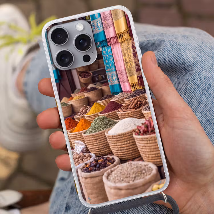 Handyhülle mit Band - Gewürze – Körbe – Orientalisch - Kruiden - Manden - Oosters Hoesje iPhone 16 Pro Max met koord klein