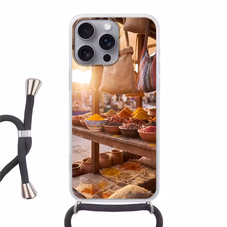 Handyhülle mit Band - Gewürze – Markt – Bunt - Specerijen - Markt - Kleurrijk Hoesje iPhone 16 Pro Max met koord klein