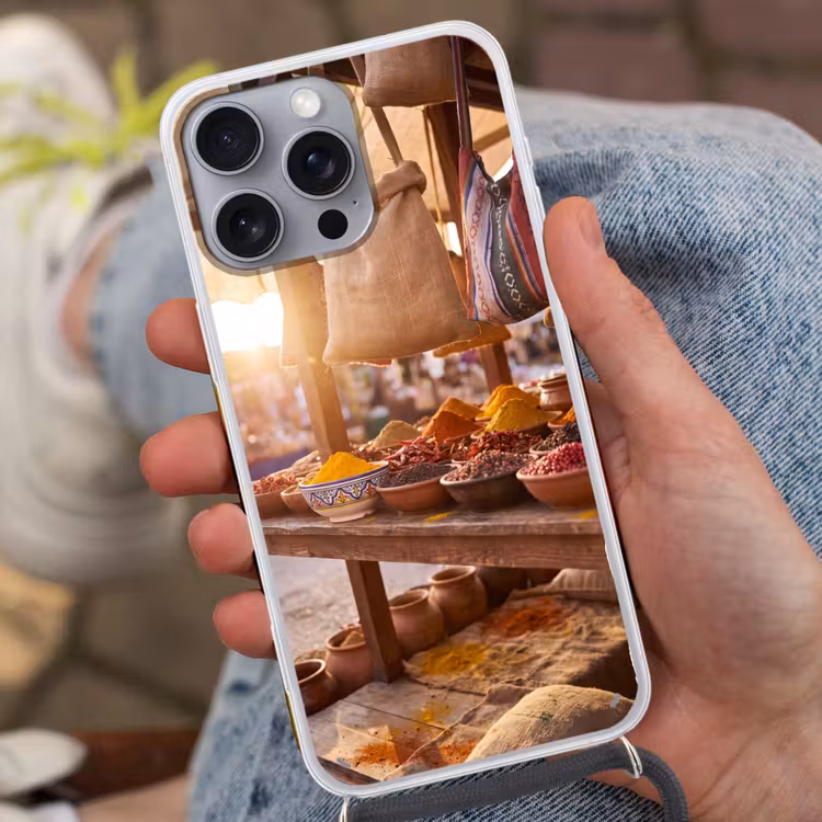 Handyhülle mit Band - Gewürze – Markt – Bunt - Specerijen - Markt - Kleurrijk Hoesje iPhone 16 Pro Max met koord klein