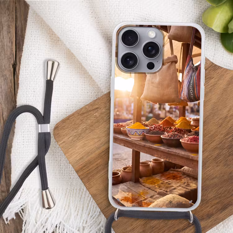 Handyhülle mit Band - Gewürze – Markt – Bunt - Specerijen - Markt - Kleurrijk Hoesje iPhone 16 Pro Max met koord klein