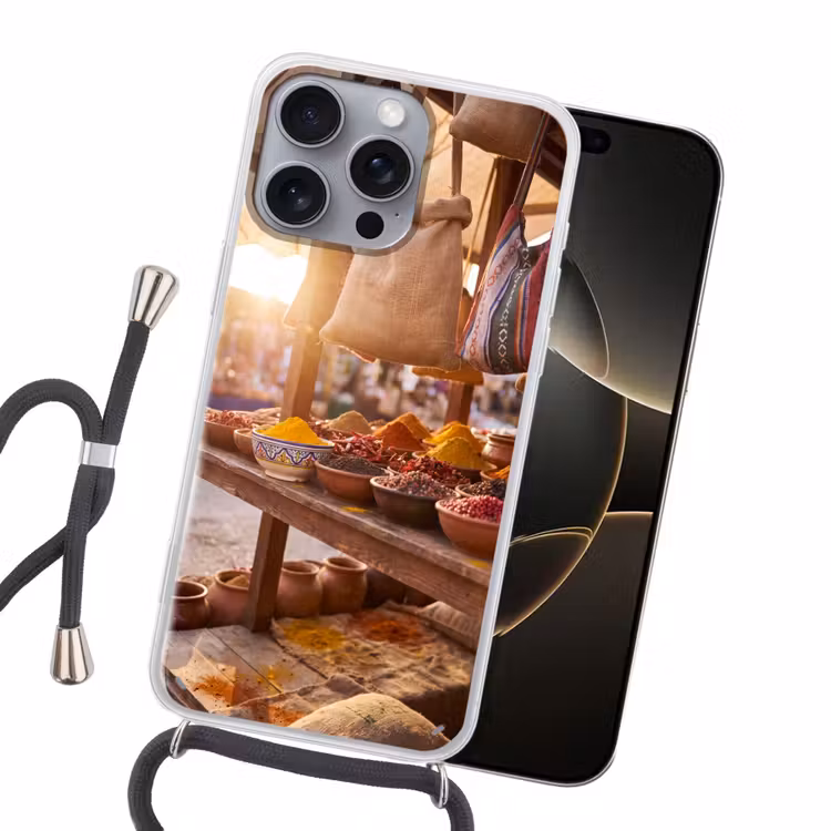 Handyhülle mit Band - Gewürze – Markt – Bunt - Specerijen - Markt - Kleurrijk Hoesje iPhone 16 Pro Max met koord klein