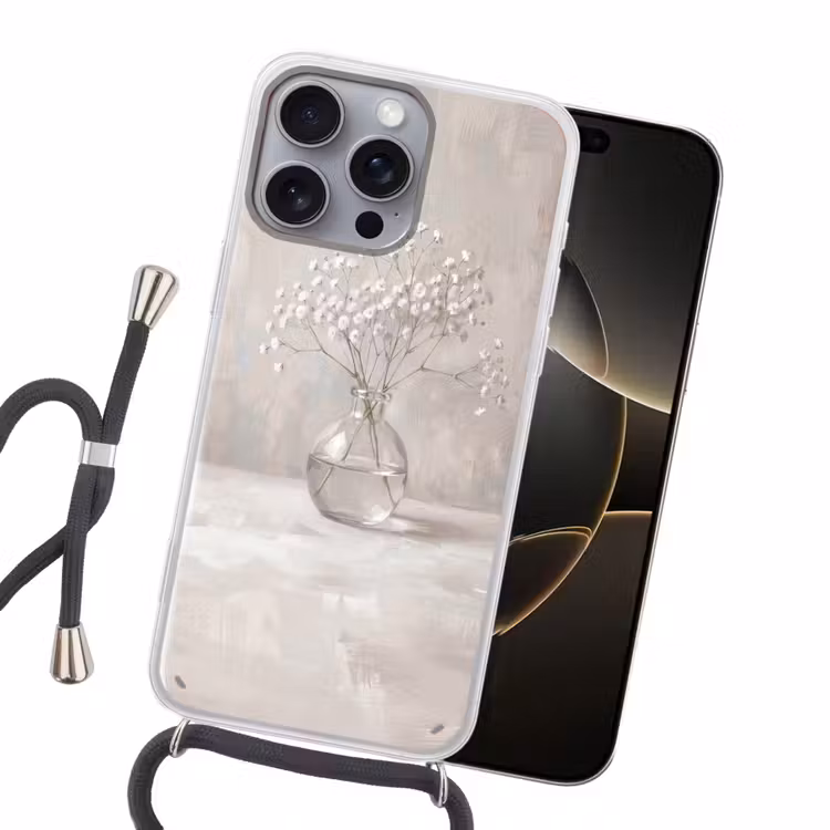 Gipskruid - Vaas - Wit Hoesje iPhone 16 Pro Max met koord klein -sfeer1