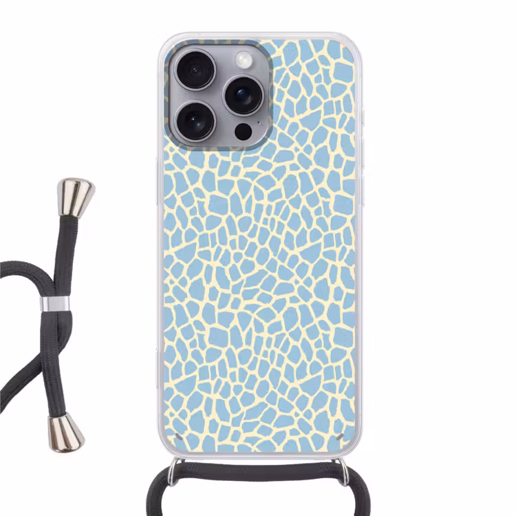 Giraf - Modern - Blauw Hoesje iPhone 16 Pro Max met koord klein 804 -3d
