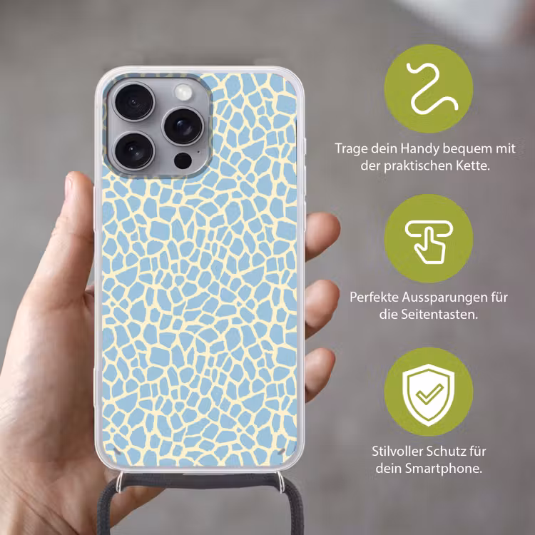 Giraf - Modern - Blauw Hoesje iPhone 16 Pro Max met koord klein 804 -sfeer2_DE