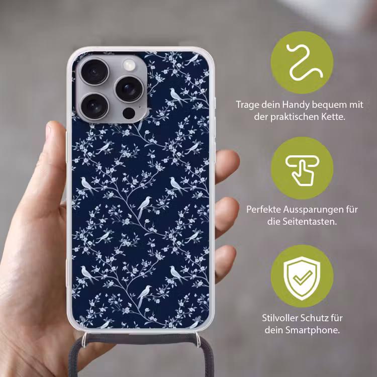 Grafisch - Bloesemtak - Blauw Hoesje iPhone 16 Pro Max met koord klein 804 -sfeer2_DE