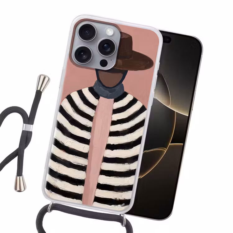 Grafisch - Vrouw - Roze Hoesje iPhone 16 Pro Max met koord klein -sfeer1