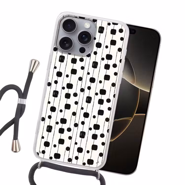 Grafisch - Modern - Zwart Hoesje iPhone 16 Pro Max met koord klein 804 -sfeer1
