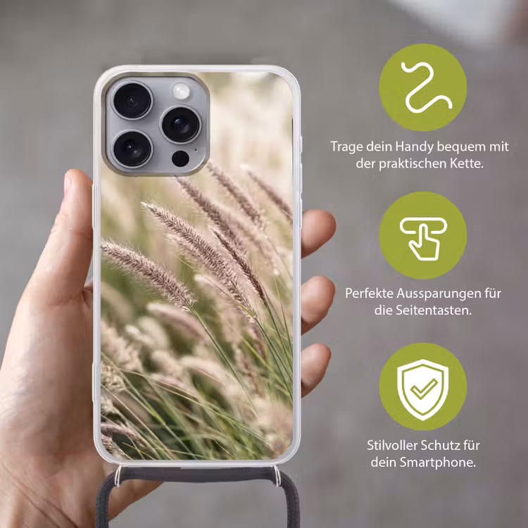 Gras - Close up - Groen Hoesje iPhone 16 Pro Max met koord klein -sfeer2_DE