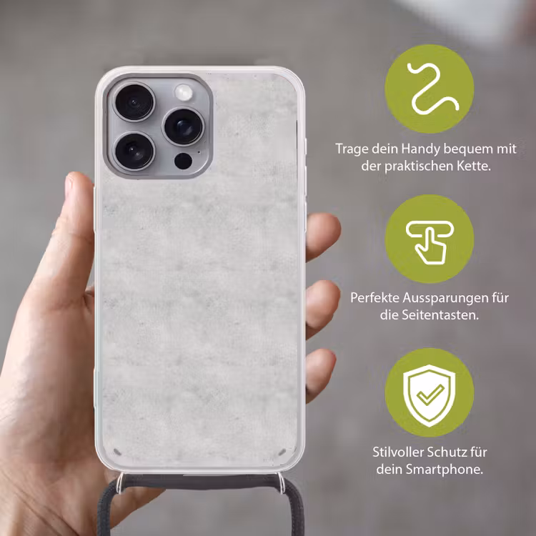 Grijs - Beton - Neutraal Hoesje iPhone 16 Pro Max met koord klein 804 -sfeer2_DE