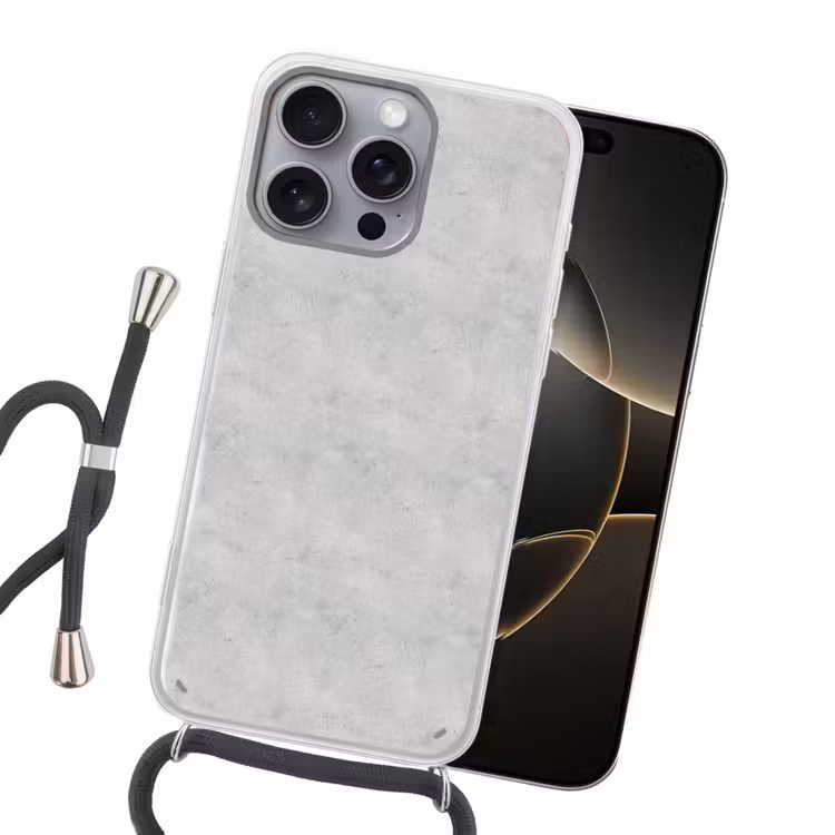 Grijs - Beton - Neutraal Hoesje iPhone 16 Pro Max met koord klein 804 -sfeer1