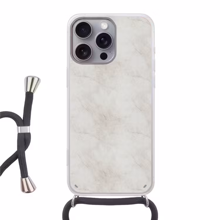 Grijs - Marmer - Aders Hoesje iPhone 16 Pro Max met koord klein 804 -3d