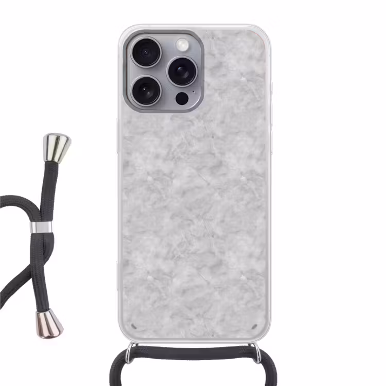 Grijs - Marmer - Mat Hoesje iPhone 16 Pro Max met koord klein 804 -3d