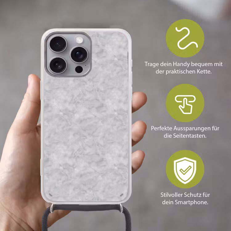Grijs - Marmer - Mat Hoesje iPhone 16 Pro Max met koord klein 804 -sfeer2_DE