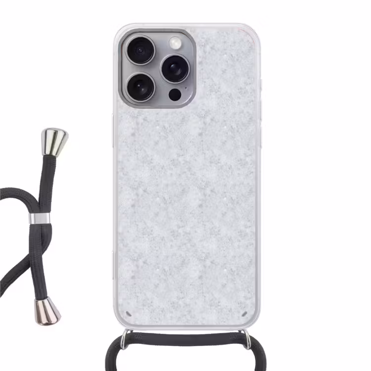 Grijs - Terrazzo-effect - Beton Hoesje iPhone 16 Pro Max met koord klein 804 -3d