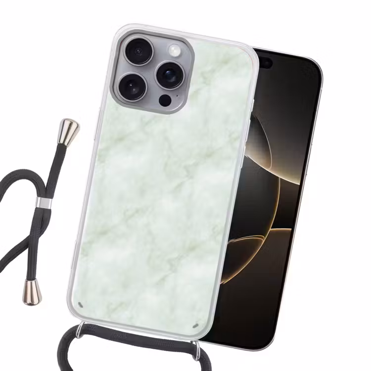 Groen - Marmer - Vloeiende aders Hoesje iPhone 16 Pro Max met koord klein 804 -sfeer1