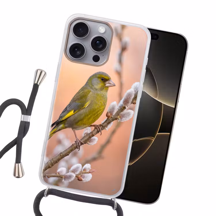 Groenling - Katjes - Lente - Natuur - Zacht Hoesje iPhone 16 Pro Max met koord klein -sfeer1