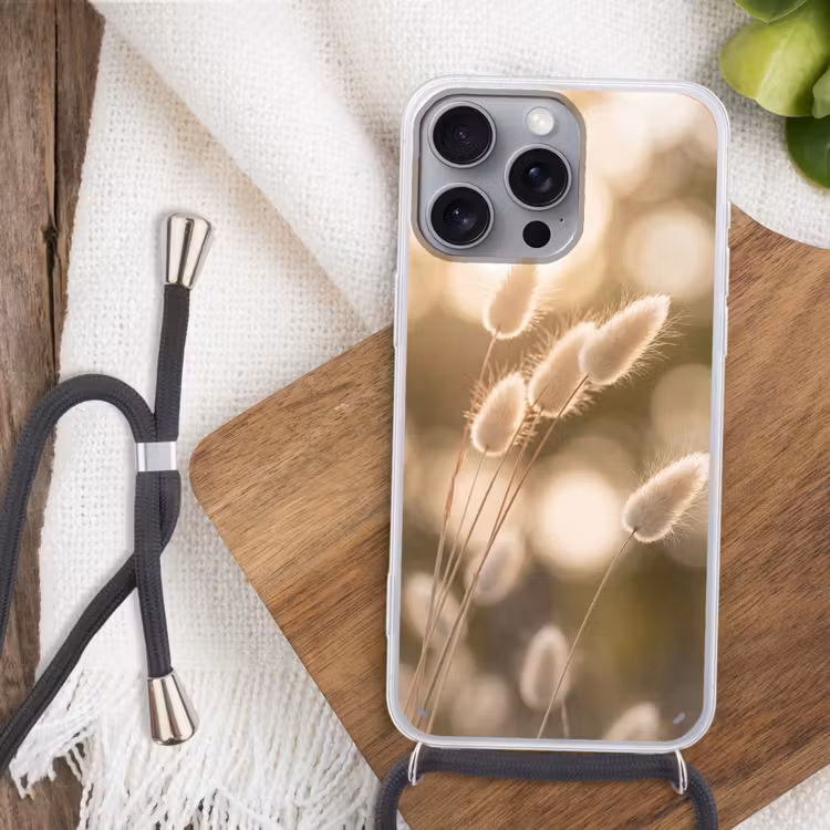 Hazestaartgras - Wit - Zonlicht Hoesje iPhone 16 Pro Max met koord klein -sfeer4